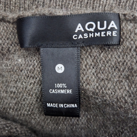 Aqua Cashmere Poncho Pullover Sweater w/ Pouch Split Neck 3/4 Sleeve Size Medium - Picture 5 of 7